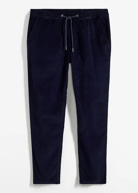 Regular-Fit Cord-Schlupfhose, Straight in blau von vorne - bonprix