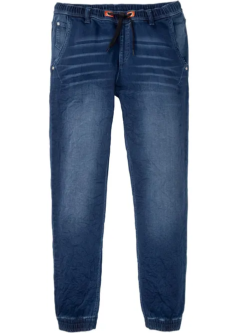 Regular Fit Jeans-Jogger mit Dehnbund, Straight in blau von vorne - bonprix