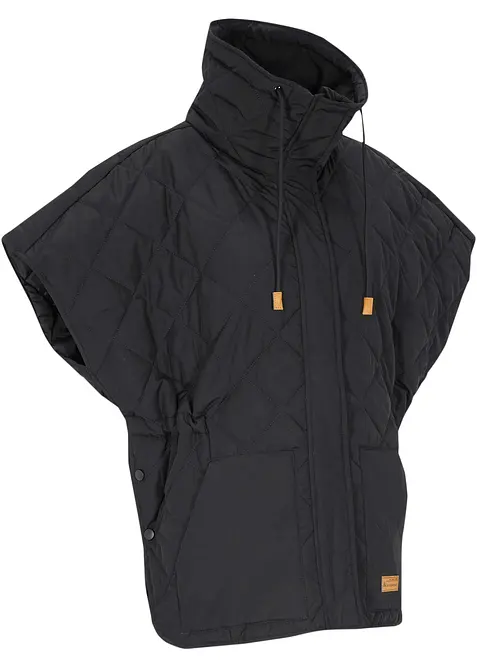 Wasserabweisende Oversize-Steppweste in schwarz von vorne - bonprix