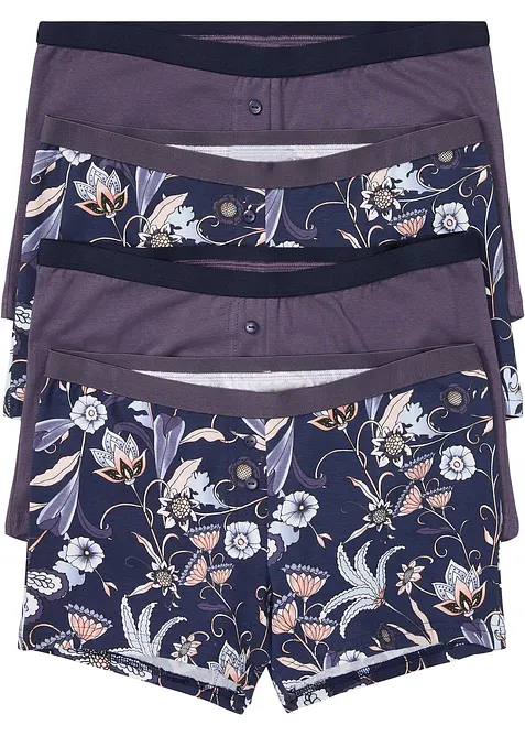 Damen Boxer mit Bio-Baumwolle (4er Pack) in lila von vorne - bonprix