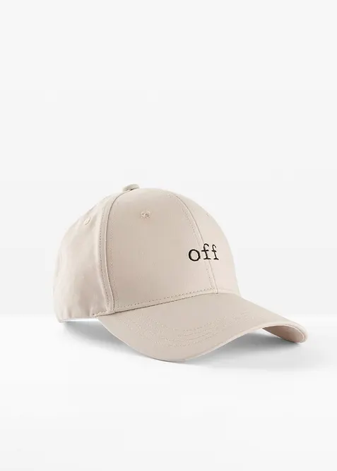 Cap mit Stickerei in beige von vorne - bonprix