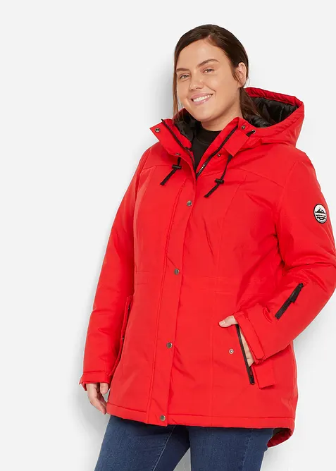wasserdichte Funktions-Parka mit Kapuze in rot von vorne (im Anschnitt) - bonprix