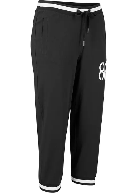 Jogginghose, 3/4-Länge aus Baumwollmix in schwarz von der Seite - bonprix