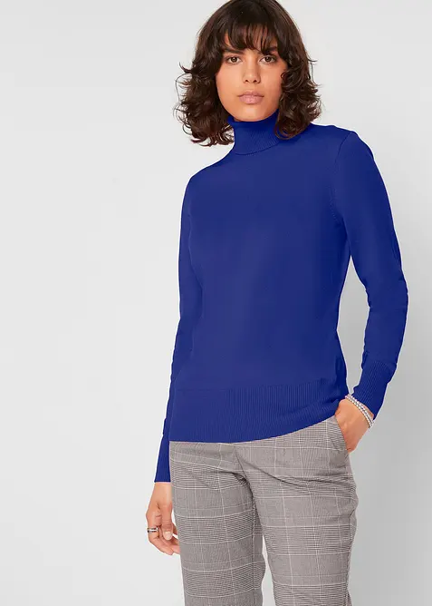 Basic Rollkragenpullover in blau von vorne (im Anschnitt) - bonprix