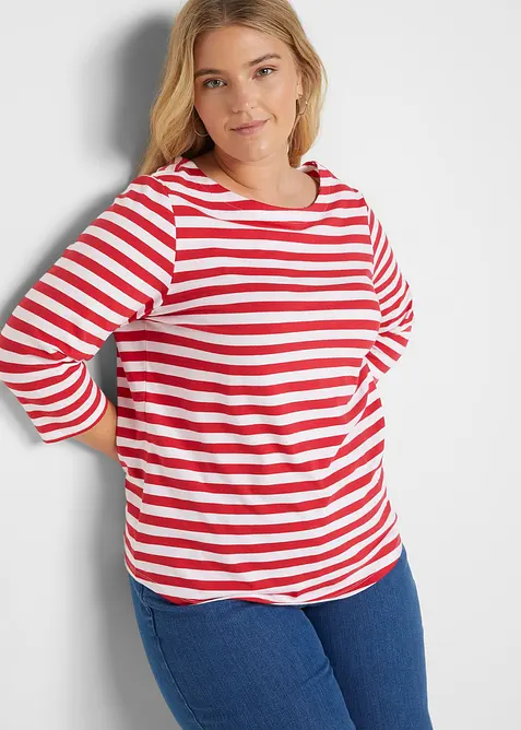 Shirt mit U-Boot-Ausschnitt in rot von vorne (im Anschnitt) - bonprix