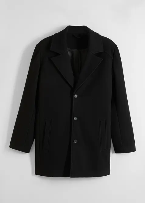 Kurzmantel mit Woll-Anteil in schwarz von vorne - bonprix