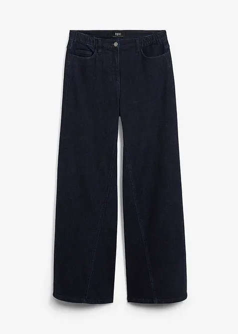 Wide-Leg-Jeans High Waist, Bequembund in blau von vorne - bonprix