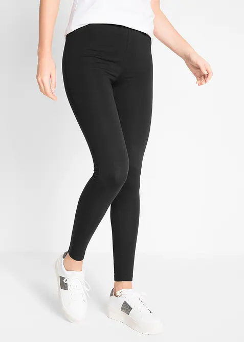 Leggings (2er Pack) in schwarz von vorne - bonprix