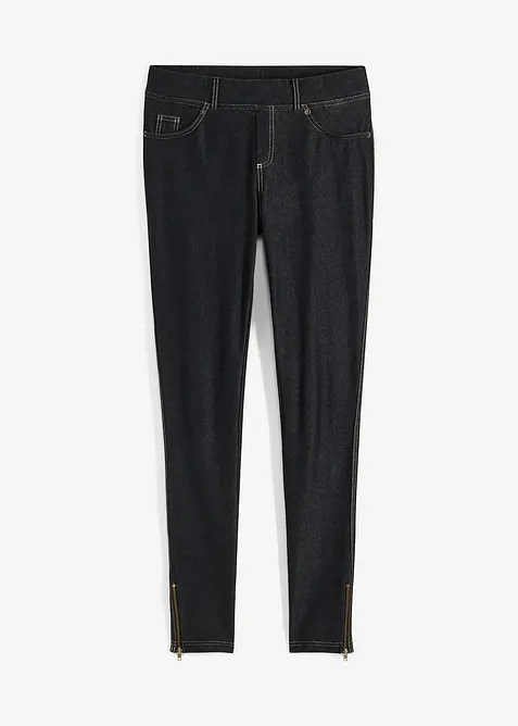Leggings in Jeansoptik in schwarz von vorne - bonprix