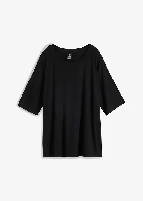 Oversize-Shirt aus fließender Viskose in schwarz von vorne - bonprix