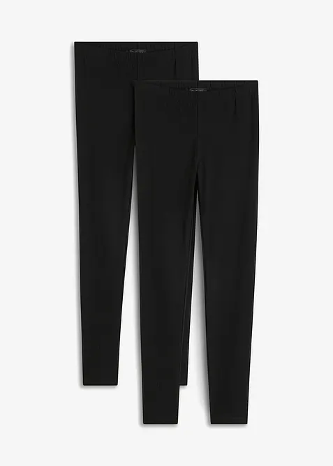 Knöchelfreie Leggings (2er-Pack) in schwarz von vorne - bonprix