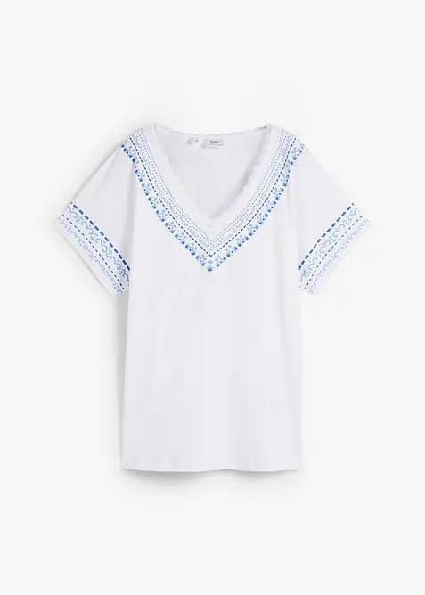 T-Shirt mit Bio-Baumwolle in weiß von vorne - bonprix