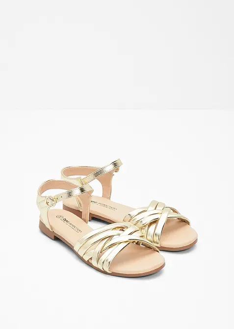 Riemchensandalen in Metallic-Optik in gold - bonprix