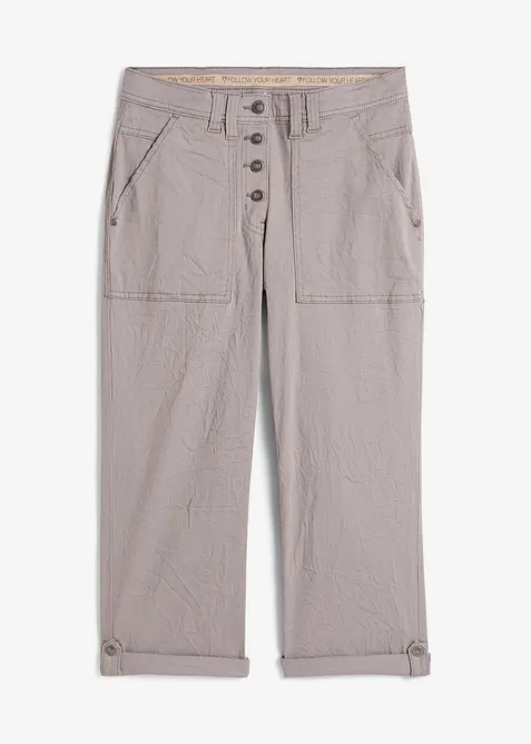 Hose mit Crash-Effekt aus elastischem Baumwoll-Mix in grau von vorne - bonprix