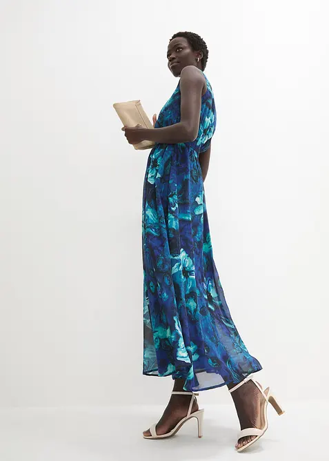 Chiffon Maxikleid in blau im Look von vorne (Totalaufnahme) - bonprix
