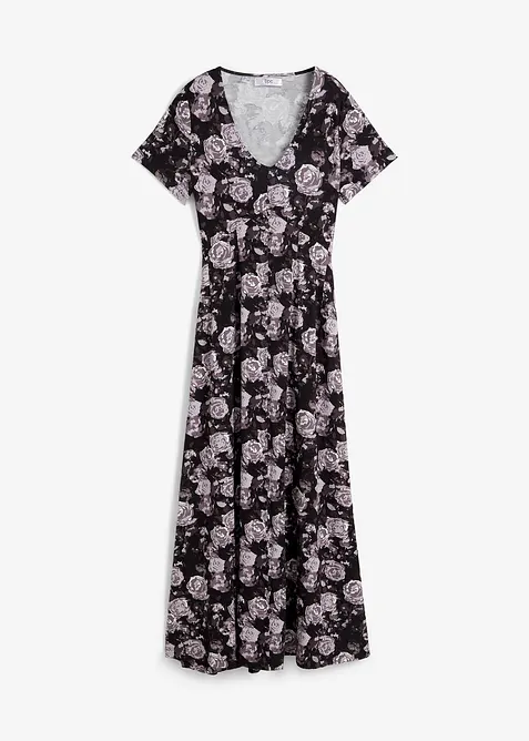 Maxi-Shirtkleid aus elastischem Viskose-Mix in schwarz von vorne - bonprix