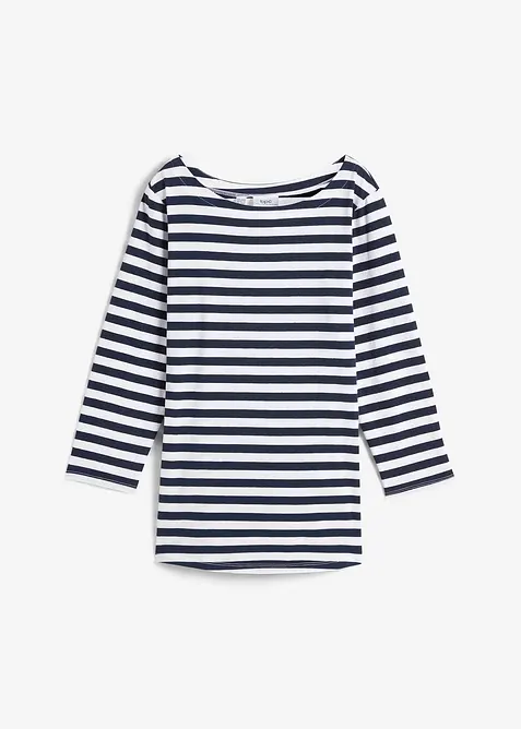 Shirt mit U-Boot-Ausschnitt in weiß von vorne - bonprix