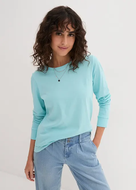 Longshirt mit Rundhalsausschnitt, Langarm (5er Pack) in rosa von vorne (im Anschnitt) - bonprix