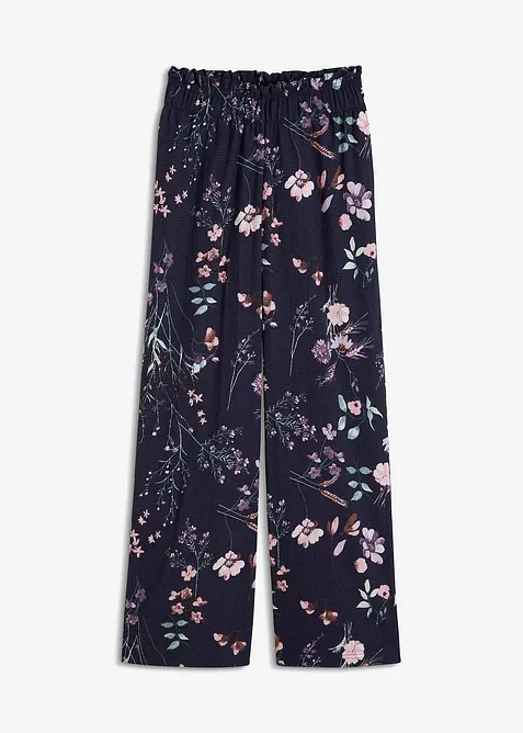 Jersey-Hose aus luftigem Crêpe in blau von vorne - bonprix