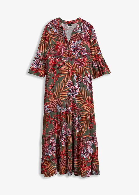 Maxikleid aus fließender Viskose in grün von vorne - bonprix
