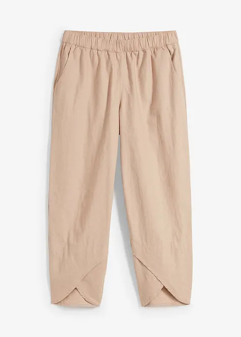 3/4-Hose aus leichtem Leinen-Mix in beige von vorne - bonprix