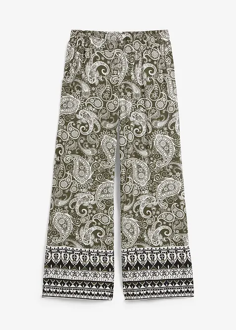 Palazzo-Hose aus softem Viskose-Mix in grün von vorne - bonprix