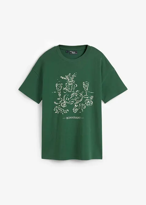 Oversized T-Shirt aus Bio-Baumwolle in grün von vorne - bonprix