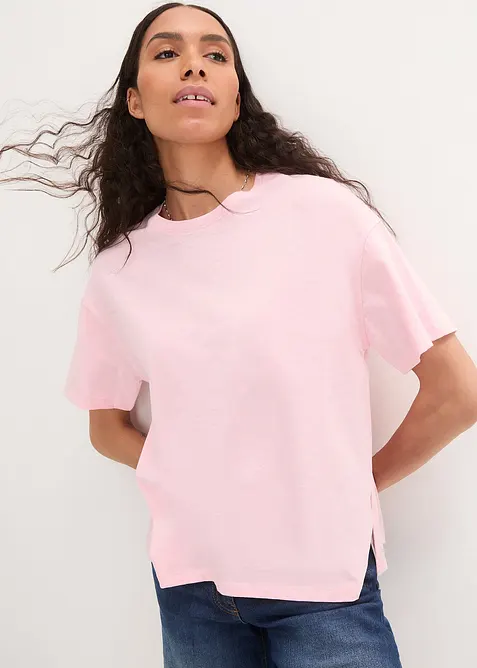 Oversize-Shirt mit Druck in rosa von vorne (im Anschnitt) - bonprix