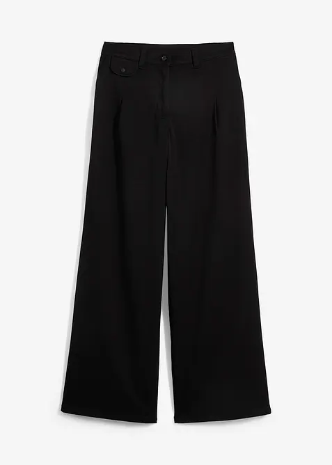 Weite Marlenehose mit hohem Bund in schwarz von vorne - bonprix