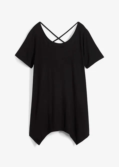 Zipfel Longshirt, kurzarm in schwarz von vorne - bonprix