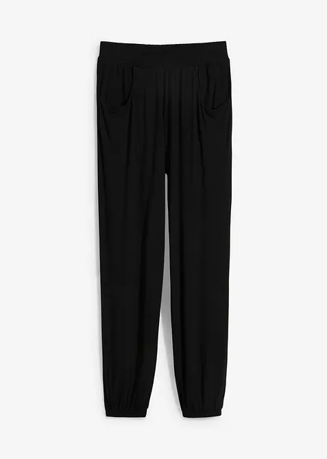 Jersey-Hose mit Bequembund in schwarz von vorne - bonprix