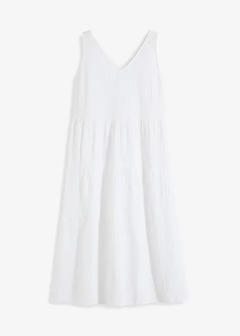Musselin-Kleid aus reiner Baumwolle in weiß von vorne - bonprix
