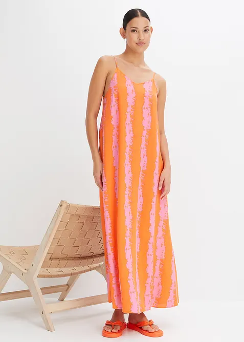 Trägerkleid aus fließender Viskose in orange im Look von vorne (Totalaufnahme) - bonprix