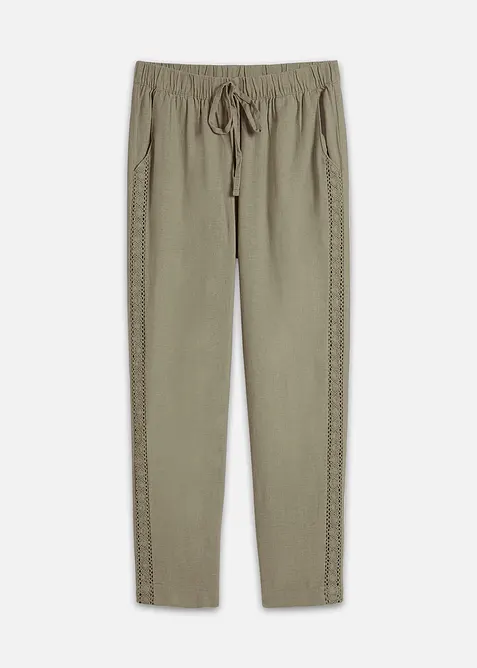 Knöchelfreie Hose mit Leinen in grün von vorne - bonprix