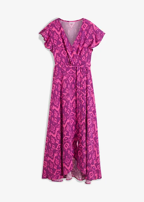 Wickelkleid aus luftigem Crêpe in lila von vorne - bonprix