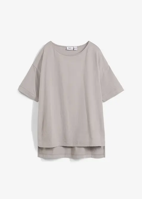 Oversize T-Shirt aus reiner Baumwolle in grau von vorne - bonprix