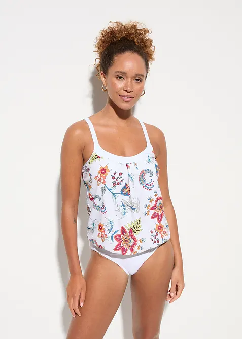 Oversize-Tankini (2-tlg.Set) mit verstellbaren Trägern in weiß von vorne (Totalaufnahme) - bonprix