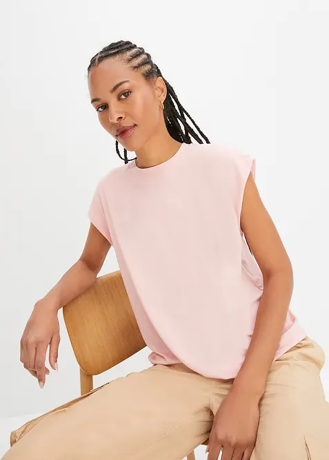 Oversized-T-Shirt aus softer Viskose in rosa von vorne (im Anschnitt) - bonprix