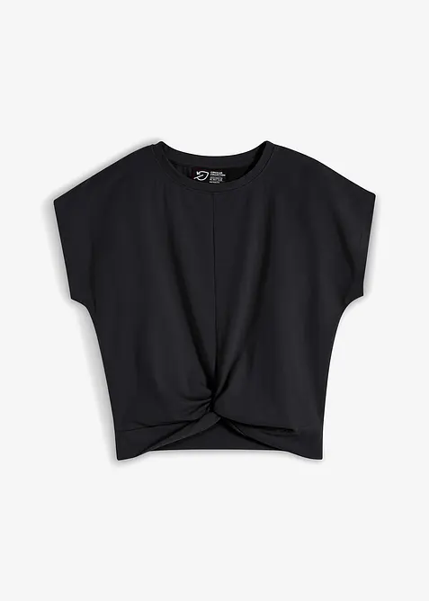 Kurzes T-Shirt aus reiner Bio-Baumwolle in schwarz von vorne - bonprix