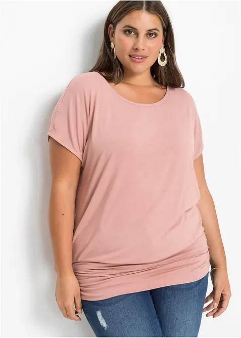 Shirt aus softem Viskose-Mix in rosa von vorne (im Anschnitt) - bonprix