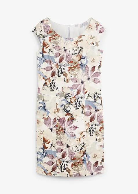 Etuikleid aus Baumwollsatin in beige von vorne - bonprix