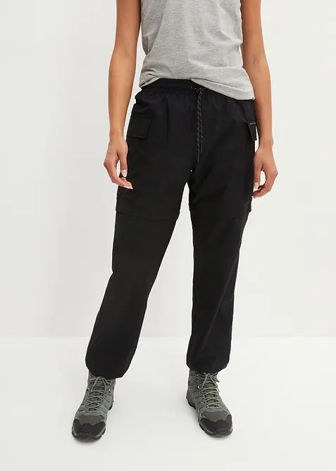 Zip-Off Funktionshose mit abnehmbarem Bein, wasserdicht in schwarz von vorne - bonprix