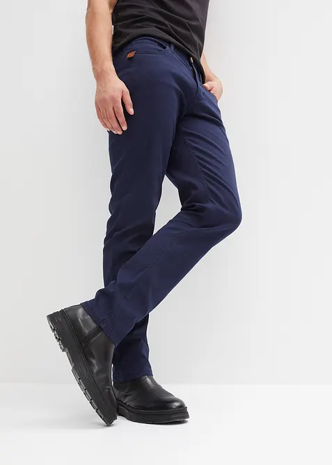 Regular Fit Stretch-Hose, Straight in blau von vorne - bonprix