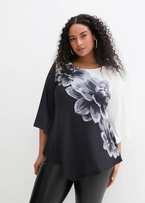 Shirt-Tunika mit Druck in schwarz von vorne (im Anschnitt) - bonprix