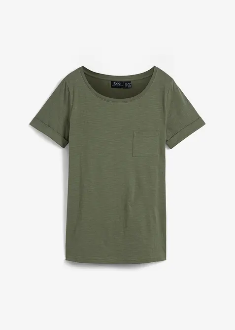 Longshirt aus reiner Bio-Baumwolle in grün von vorne - bonprix
