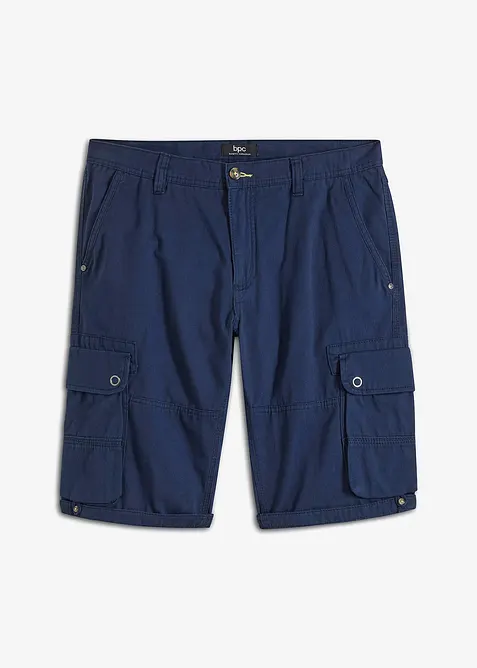 Cargo-Bermuda aus reiner Baumwolle in Regular Fit in blau von vorne - bonprix
