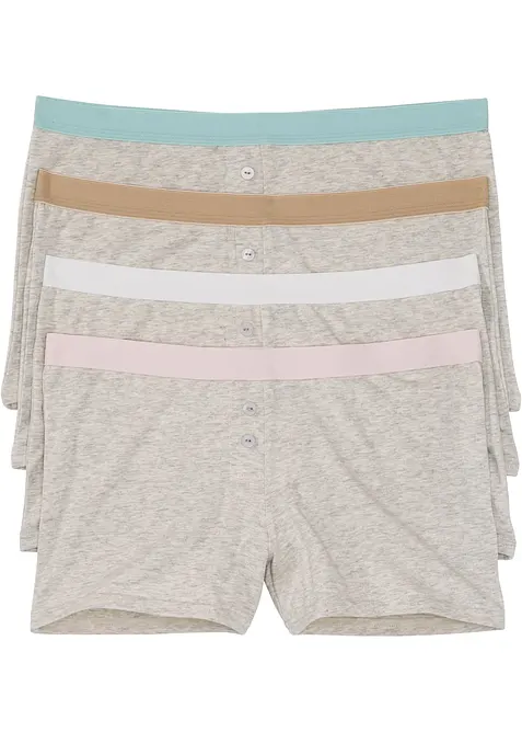 Damen Boxer mit weicher Baumwolle (4er Pack) in weiß von vorne - bonprix