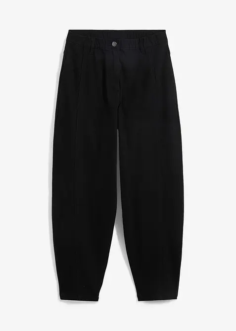 Highwaist Barrelhose aus Baumwoll-Mix in schwarz von vorne - bonprix