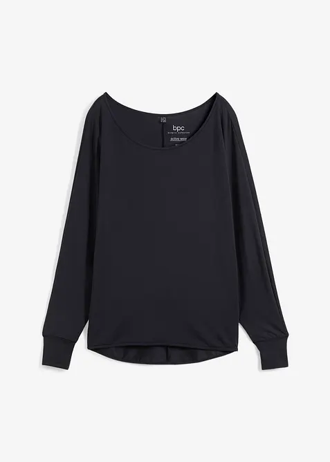 Schnelltrocknendes Sport-Shirt mit Retro-Print in schwarz von vorne - bonprix