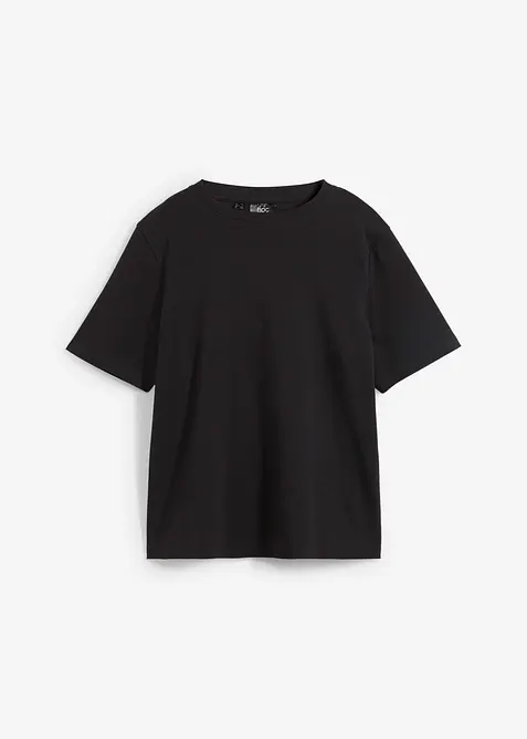 T-Shirt aus reiner schwerer Bio-Baumwolle in schwarz von vorne - bonprix